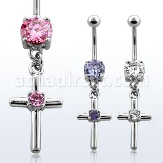 mcdz394 piercing ombligo acero quirurgico zirconia redonda 8mm cruz zirconia redonda centro 10mm distribuidor