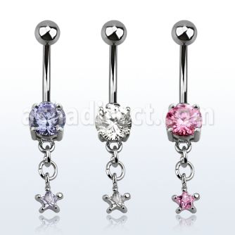 mcdz585 piercing ombligo acero quirurgico zirconia redonda 8mm zirconia estrella 10mm distribuidor