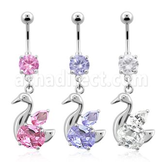 mcdz89 piercing ombligo acero quirurgico zirconia 8mm elegante cisne colgado zirconia 10mm al por mayor