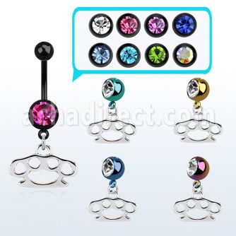 mdk376 piercing ombligo acero quirurgico pvd bola lisa 5mm bola 8mm joya puno americano colgado 10mm distribuidor mayorista