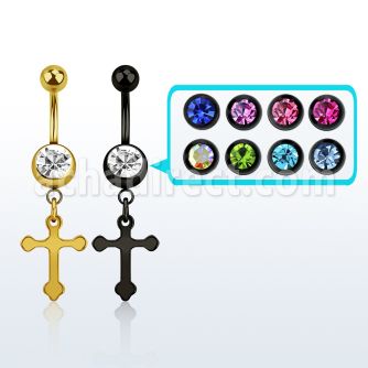 mdk756 piercing ombligo acero quirurgico pvd bola lisa 5mm bola joya 8mm colgante cruz 38 10mm mayorista