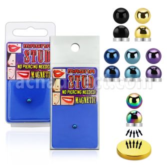 mgtb4 piercing magnetico media bola acero quirurgico anodizado 4mm base magnetica color dorado 8mm 1 pieza distribuidor