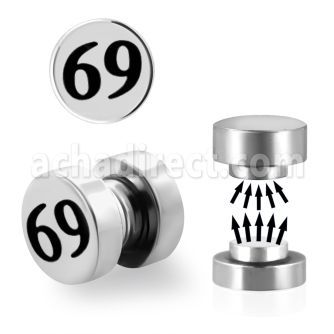 mip12 plug falso magnetico acero quirurgico logo 69 8mm vendido por pieza al por mayor