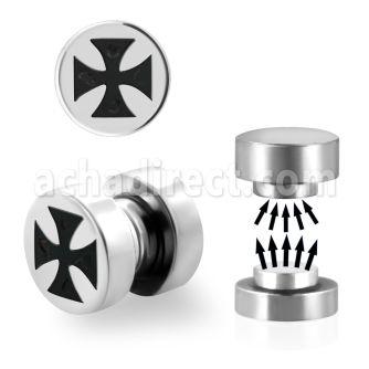 mip9 plug falso magnetico acero quirurgico logo cruz hierro 8mm vendido por pieza distribuidor mayorista