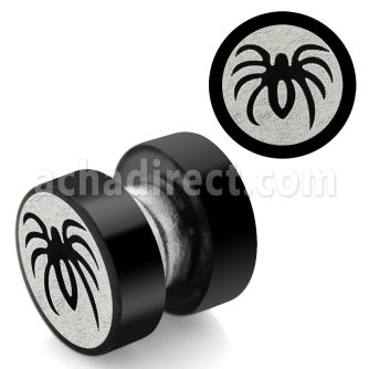 mpls11 plug falso magnetico acero 316l anodizado negro logo arana rayado laser 8mm mayorista