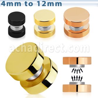 mptrd plug falso magnetico acero quirurgico anodizado negro dorado al por mayor