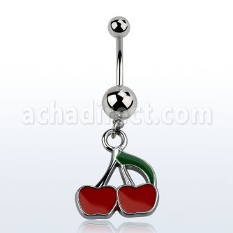 msd382 piercing ombligo acero quirurgico bolas acero liso 5 8mm par cerezas rojas pintadas s distribuidor