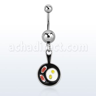 msd646 piercing ombligo acero quirurgico bolas acero liso 5 8mm bacon huevos sarten negra distribuidor