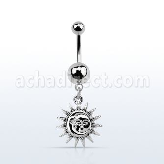 msd726 piercing ombligo acero quirurgico bolas acero liso 5 8mm sol colgado mayorista