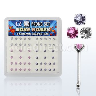 nbczbxm caja display piercing nariz hueso plata esterlina 925 0 6mm zirconia redondas 2mm venta