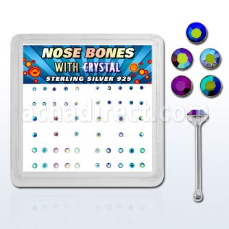 nbmabm caja display piercing nariz hueso plata esterlina 925 0 6mm cristal colores recubrimiento ab distribuidor