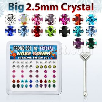 nbp19mx caja display piercing nariz hueso plata esterlina 925 0 6mm grandes zirconia 2 5mm mayorista