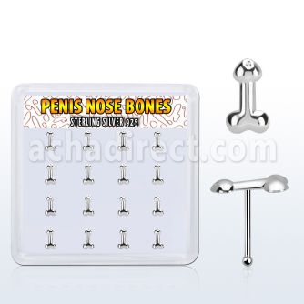 nbpen16 caja 16 piercing nariz hueso plata esterlina 0 6mm pene distribuidor
