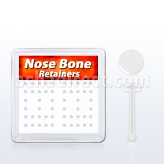 nbrtdbx caja retainer piercing nariz hueso acrilico flexible transparente disco plano 2mm distribuidor mayorista