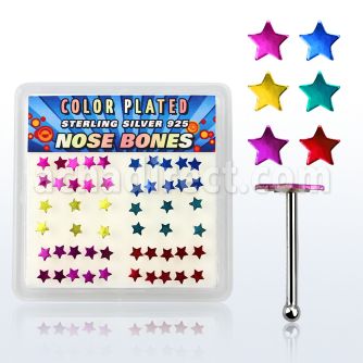 nbsarpbx caja display piercing nariz hueso plata esterlina 925 0 6mm estrella distribuidor mayorista