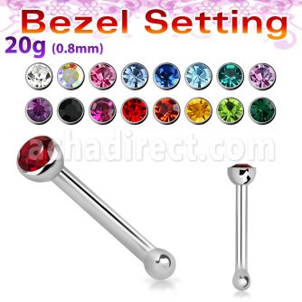 nbsb20 piercing nariz hueso acero quirurgico cristal redondo bisel 2mm mayorista