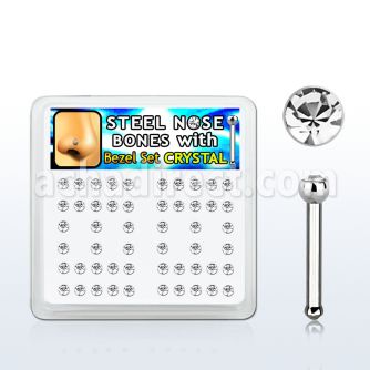 nbsb20xc caja display 52 piercing nariz hueso acero quirurgico cristal redondo 2mm bisel distribuidor