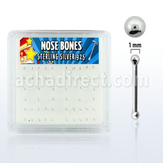 nbsv1bx caja display piercing nariz hueso plata esterlina 925 0 6mm bola plata lisa 1mm venta