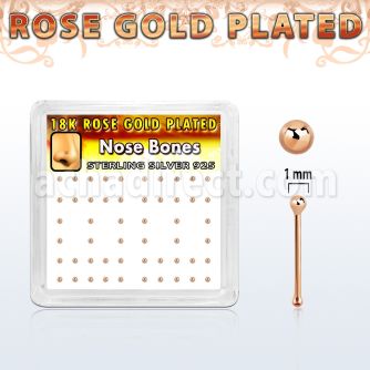 nbxrsb1 caja display piercing nariz hueso plata esterlina 925 0 6mm bola 1mm oro rosa venta