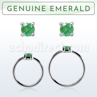 nhge10 aro continuo nariz plata 925 con genuina 2mm esmeralda engastada distribuidor mayorista
