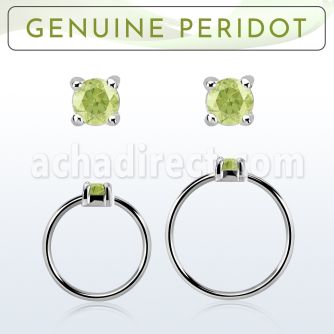 nhge4 aro continuo nariz plata 925 con genuina 2mm peridoto engastada distribuidor