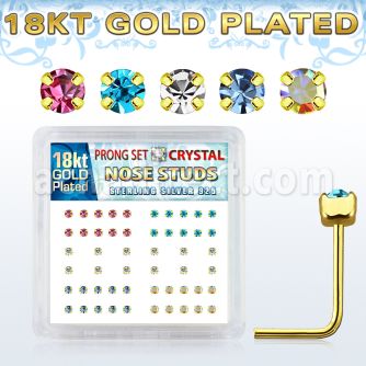 npsgm caja 52 piercing nariz plata 925 0 6mm oro 18 kts cristal 1 8mm al por mayor