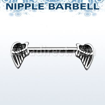 npsh16 barbell pezon acero quirurgico alas plateadas rodio detalles negro al por mayor