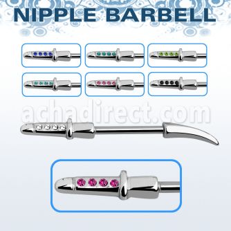 npsh6 barbell pezon acero quirurgico espada cristal mango mayorista