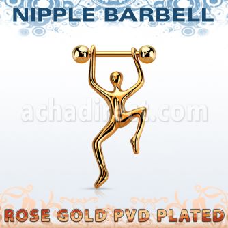 npttd7 barbell pezon acero 316l pvd oro rosa bolas 5mm hombre colgando oro rosa venta