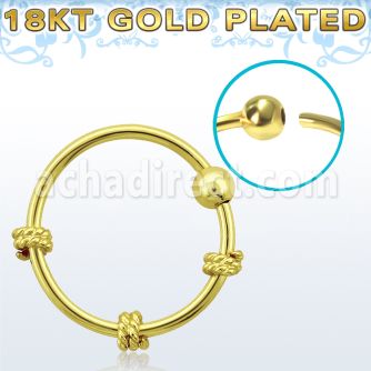 nr27rg aro nariz plata esterlina oro 18 kts alambre espiral triple bola fija 2mm 10mm mayorista