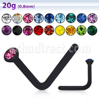 nsack2 piercing nariz l acrilico negro cristal redondo 2mm al por mayor
