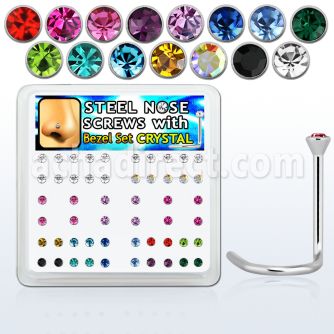 nscbxm caja piercing nariz acero 316l 1mm redondas cristal bisel distribuidor