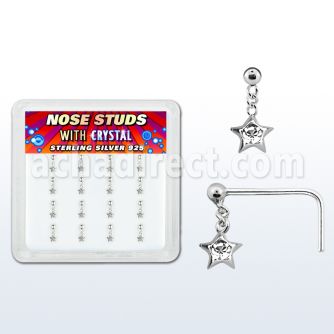 nsds16c caja display 16 piercing nariz l plata esterlina 0 6mm estrella cristal claro redondo venta