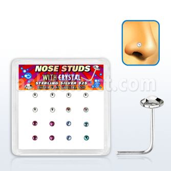 nsfbs16m caja display 16 piercing nariz l plata esterlina 925 0 6mm cristal extra plano redondo 2 5mm venta