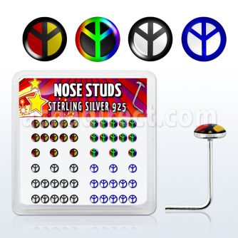 nslgx4 caja display piercing nariz l plata esterlina 925 0 6mm logos variados paz distribuidor mayorista
