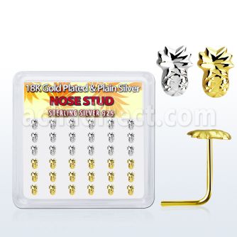 nsmpa36 caja display 36 piercing nariz plata 925 0 6mm pina plata lisa oro 18 kts las al por mayor