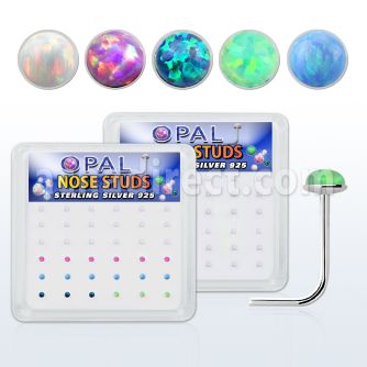 nso15 caja 36 piercing nariz l plata 925 0 6mm opalos sinteticos redondos 1 5mm al por mayor