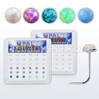 nso25 caja 36 piercing nariz l plata 925 0 6mm opalos sinteticos redondos 2 5mm distribuidor mayorista