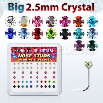 nsp19mx caja display piercing nariz plata esterlina 925 0 6mm cristal grande 2 5mm varios colores venta