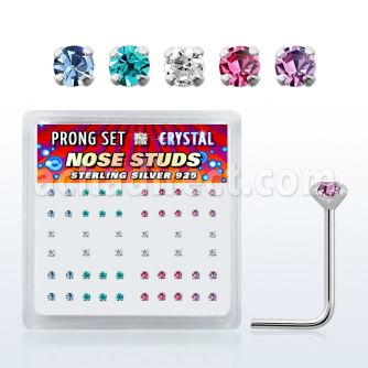nspbmm caja display piercing nariz l plata esterlina 925 0 6mm cristal redondos 1 5mm 2mm venta