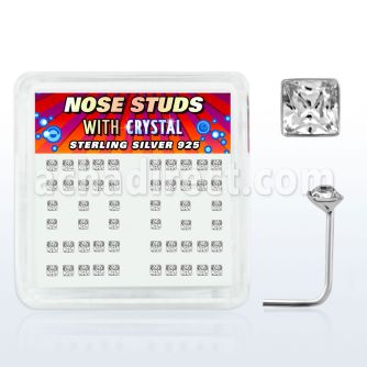 nssqbxc caja display piercing nariz l plata esterlina 925 0 6mm cristal claro cuadrada 2mm mayorista