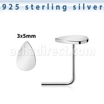 nsvdr 925 sterling silver nose stud teardrop shaped top
