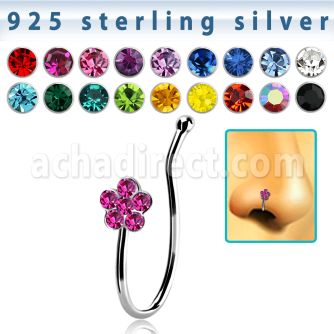 nvcl9 piercing nariz clip plata esterlina flor cristal al por mayor