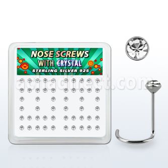 nw14cx caja display 52 piercing nariz l plata esterlina 0 6mm cristal 2mm distribuidor