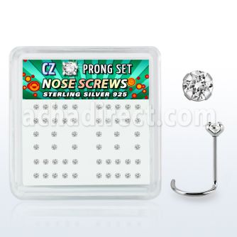 nwczbxc caja display 52 piercing nariz l plata esterlina 0 6mm zirconia 2mm distribuidor