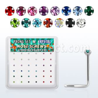 nwp9mbx caja display 36 piercing nariz l plata esterlina 925 cristal 1 5mm color distribuidor mayorista