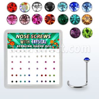 nwrdbxm caja display 52 piercing nariz l plata esterlina 0 6mm cristal 1 5mm distribuidor