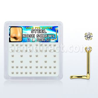 nwtz2xc caja unidades piercing nariz acero chapado pvd dorado cz redonda color claro