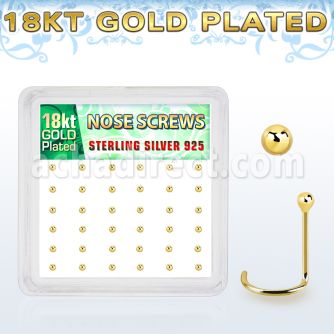 nwx18b caja display 52 piercing nariz l plata esterlina oro 18 kts 0 6mm bola 1 5mm mayorista