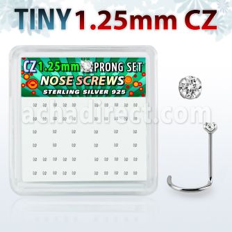 nwzbc12 caja display 52 piercing nariz l plata esterlina 0 6mm zirconia 1 25mm venta
